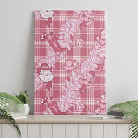 Pink Palaka Hawaii Cowboy Christmas Canvas Wall Art Paniolo Mix Maile Lei - Polynesian Pride