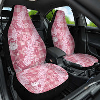 Pink Palaka Hawaii Cowboy Christmas Car Seat Cover Paniolo Mix Maile Lei - Polynesian Pride