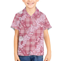 Pink Palaka Hawaii Cowboy Christmas Family Matching Long Sleeve Bodycon Dress and Hawaiian Shirt Paniolo Mix Maile Lei LT7 Son's Shirt Pink - Polynesian Pride