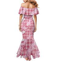 Pink Palaka Hawaii Cowboy Christmas Family Matching Mermaid Dress and Hawaiian Shirt Paniolo Mix Maile Lei LT7 - Polynesian Pride