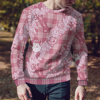 Pink Palaka Hawaii Cowboy Christmas Ugly Christmas Sweater Paniolo Mix Maile Lei - Polynesian Pride