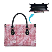 Pink Palaka Hawaii Cowboy Christmas Leather Bag Paniolo Mix Maile Lei - Polynesian Pride