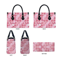 Pink Palaka Hawaii Cowboy Christmas Leather Bag Paniolo Mix Maile Lei - Polynesian Pride