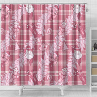 Pink Palaka Hawaii Cowboy Christmas Shower Curtain Paniolo Mix Maile Lei - Polynesian Pride