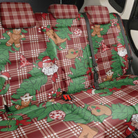 Red Palaka Hawaii Cowboy Christmas Back Car Seat Cover Paniolo Mix Maile Lei - Polynesian Pride