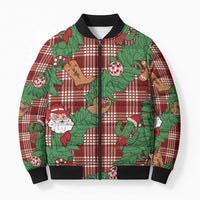 Red Palaka Hawaii Cowboy Christmas Bomber Puffer Jacket Paniolo Mix Maile Lei - Polynesian Pride