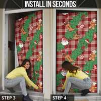 Red Palaka Hawaii Cowboy Christmas Door Cover Paniolo Mix Maile Lei - Polynesian Pride