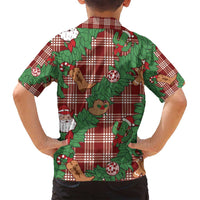 Red Palaka Hawaii Cowboy Christmas Family Matching Puletasi and Hawaiian Shirt Paniolo Mix Maile Lei - Polynesian Pride