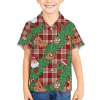 Red Palaka Hawaii Cowboy Christmas Kid Hawaiian Shirt Paniolo Mix Maile Lei - Polynesian Pride