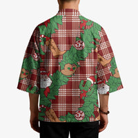 Red Palaka Hawaii Cowboy Christmas Kimono Paniolo Mix Maile Lei - Polynesian Pride