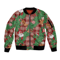 Red Palaka Hawaii Cowboy Christmas Sleeve Zip Bomber Jacket Paniolo Mix Maile Lei - Polynesian Pride