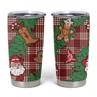 Red Palaka Hawaii Cowboy Christmas Tumbler Cup Paniolo Mix Maile Lei - Polynesian Pride