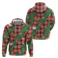 Red Palaka Hawaii Cowboy Christmas Zip Hoodie Paniolo Mix Maile Lei - Polynesian Pride