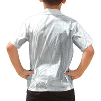 Samoa White Sunday Family Matching Off Shoulder Short Dress and Hawaiian Shirt Classic Siapo Style LT7 - Polynesian Pride