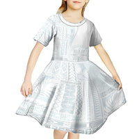 Samoa White Sunday Kid Short Sleeve Dress Classic Siapo Style LT7 - Polynesian Pride