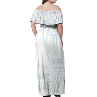 Samoa White Sunday Off Shoulder Maxi Dress Classic Siapo Style LT7 - Polynesian Pride