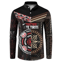 Aotearoa and Samoa Together For Te Tiriti Button Sweatshirt Kowhaiwhai Mix Siapo