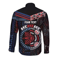 Aotearoa and Samoa Together For Te Tiriti Long Sleeve Button Shirt Kowhaiwhai Mix Siapo - Flag Color