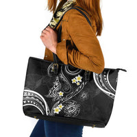 Polynesia Tribal Leather Tote Bag Tentacles Plumeria