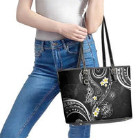 Polynesia Tribal Leather Tote Bag Tentacles Plumeria
