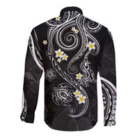 Polynesia Tribal Long Sleeve Button Shirt Tentacles Plumeria