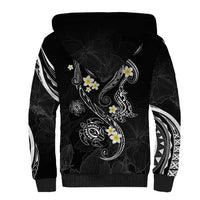 Polynesia Tribal Sherpa Hoodie Tentacles Plumeria