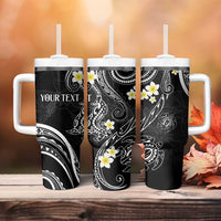 Polynesia Tribal Tumbler With Handle Tentacles Plumeria