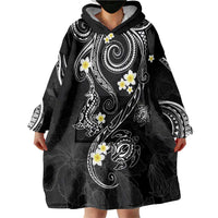 Polynesia Tribal Wearable Blanket Hoodie Tentacles Plumeria