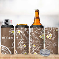Polynesia Tribal 4 in 1 Can Cooler Tumbler Mocha Plumeria Tentacles