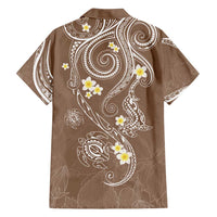 Polynesia Tribal Family Matching Summer Maxi Dress and Hawaiian Shirt Mocha Plumeria Tentacles