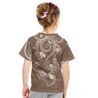 Polynesia Tribal Kid T Shirt Mocha Plumeria Tentacles