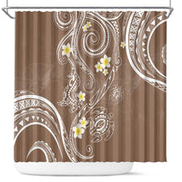 Polynesia Tribal Shower Curtain Mocha Plumeria Tentacles