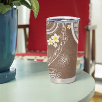 Polynesia Tribal Tumbler Cup Mocha Plumeria Tentacles