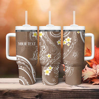 Polynesia Tribal Tumbler With Handle Mocha Plumeria Tentacles
