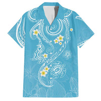 Polynesia Tribal Family Matching Puletasi and Hawaiian Shirt Turquoise Plumeria Tentacles