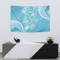Polynesia Tribal Tapestry Turquoise Plumeria Tentacles