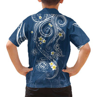 Polynesia Tribal Hawaiian Shirt Deep Blue Plumeria Tentacles