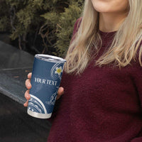 Polynesia Tribal Tumbler Cup Deep Blue Plumeria Tentacles