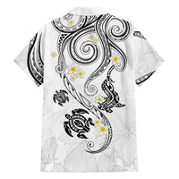 Polynesia Tribal Family Matching Summer Maxi Dress and Hawaiian Shirt White Plumeria Tentacles