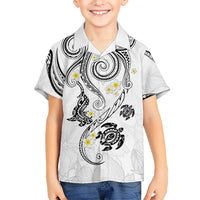 Polynesia Tribal Kid Hawaiian Shirt White Plumeria Tentacles