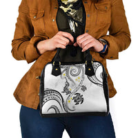 Polynesia Tribal Shoulder Handbag White Plumeria Tentacles