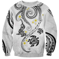 Polynesia Tribal Sweatshirt White Plumeria Tentacles