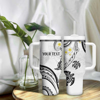 Polynesia Tribal Tumbler With Handle White Plumeria Tentacles