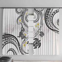 Polynesia Tribal Window Curtain White Plumeria Tentacles