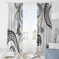 Polynesia Tribal Window Curtain White Plumeria Tentacles