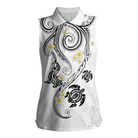 Polynesia Tribal Women Sleeveless Polo Shirt White Plumeria Tentacles LT7 Female White - Polynesian Pride