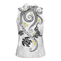 Polynesia Tribal Women Sleeveless Polo Shirt White Plumeria Tentacles LT7 - Polynesian Pride