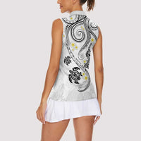 Polynesia Tribal Women Sleeveless Polo Shirt White Plumeria Tentacles LT7 - Polynesian Pride