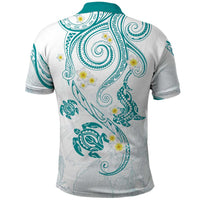 Polynesia Tribal Polo Shirt Teal Plumeria Tentacles