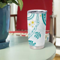 Polynesia Tribal Tumbler Cup Teal Plumeria Tentacles